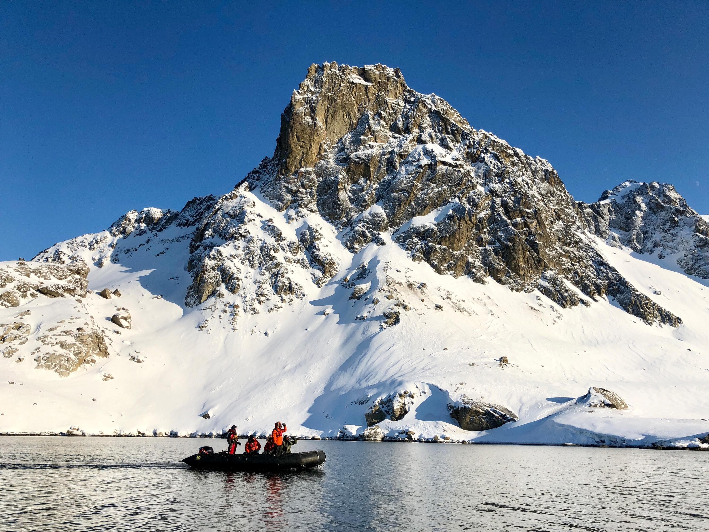 Guests explore by zodiac during the Reconnaissance voyage to the high Arctic