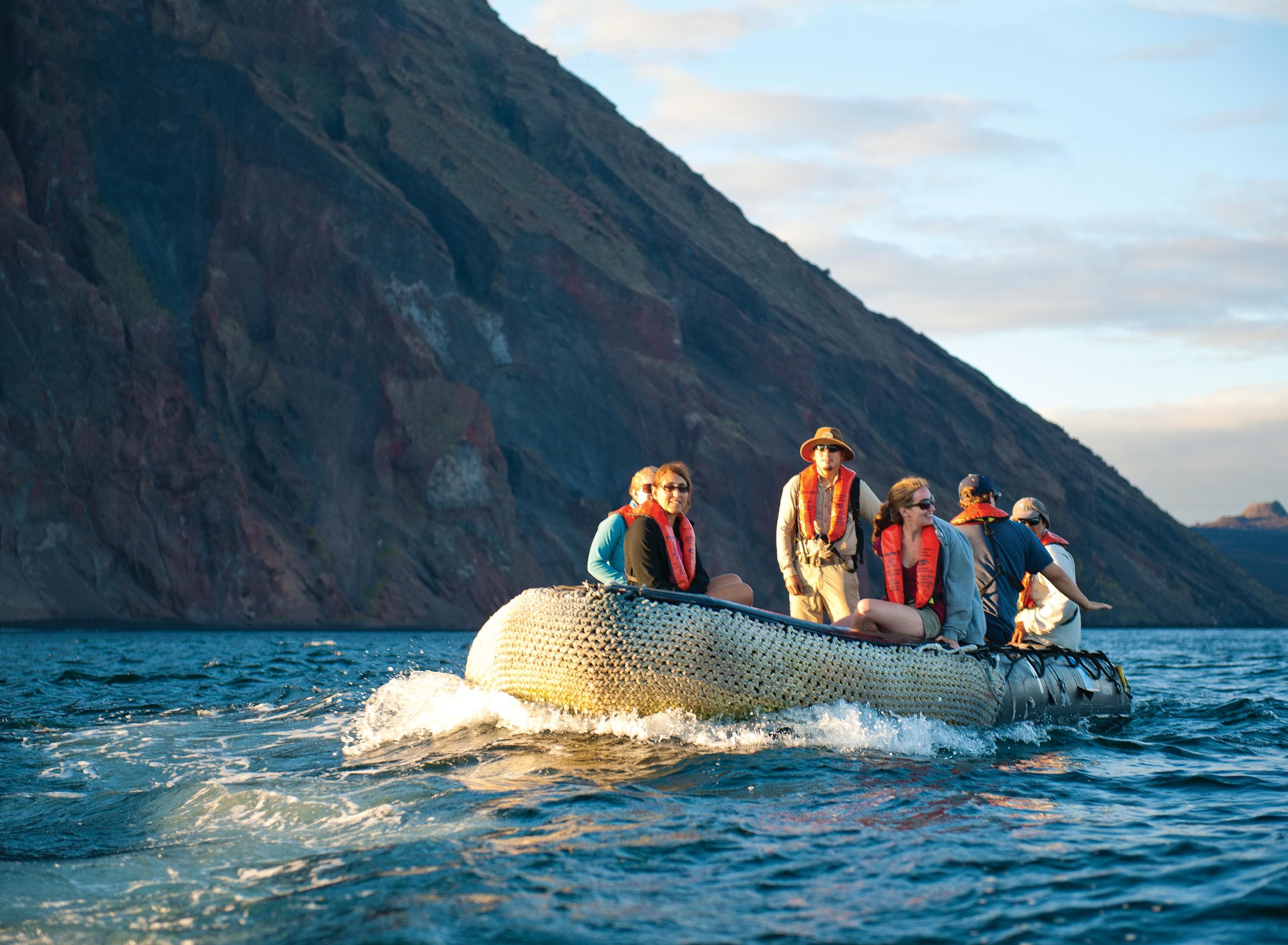 Guests explore by zodiacs in Galapagos Islands, Ecuador