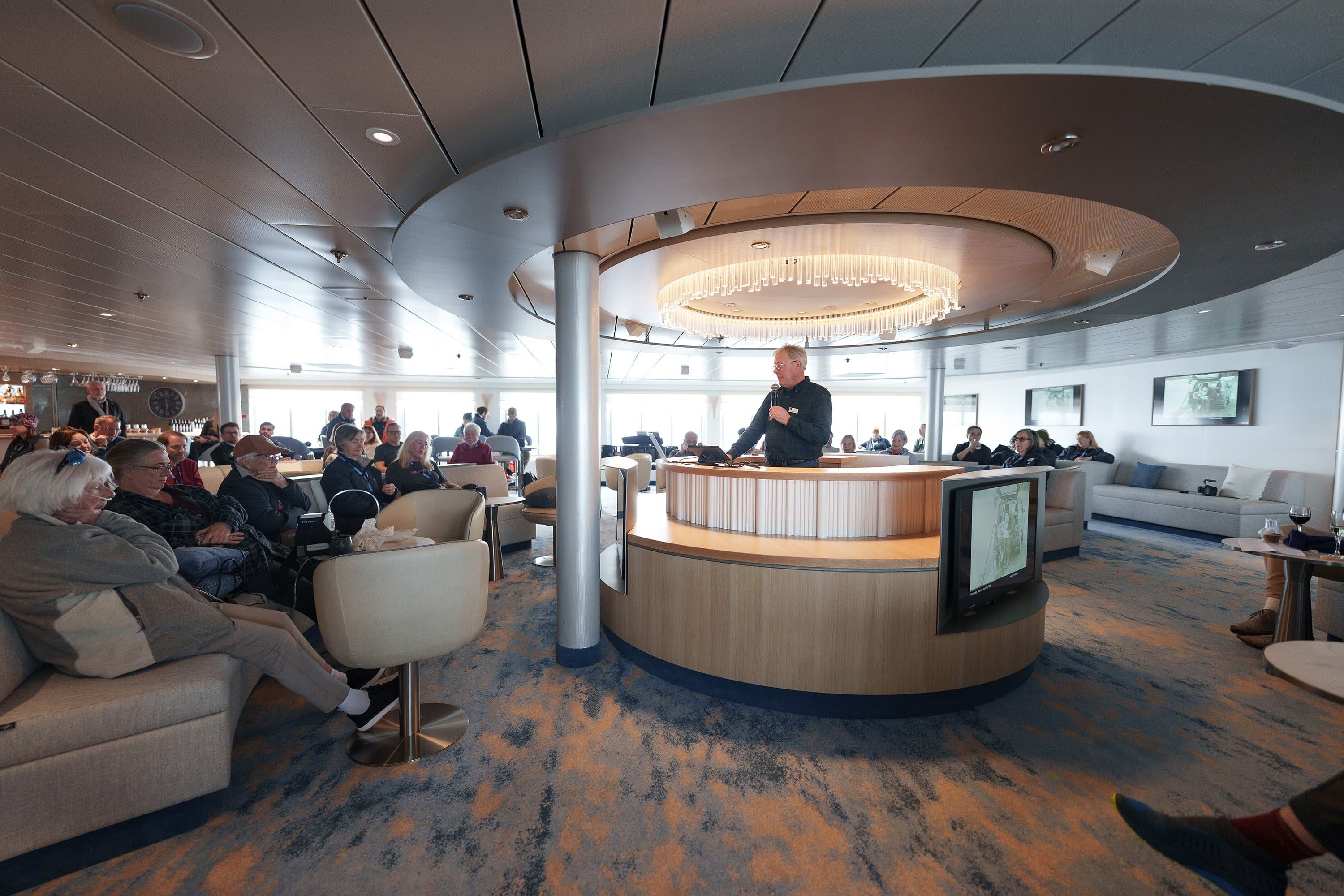 Lounge on the ship National Geographic Explorer.