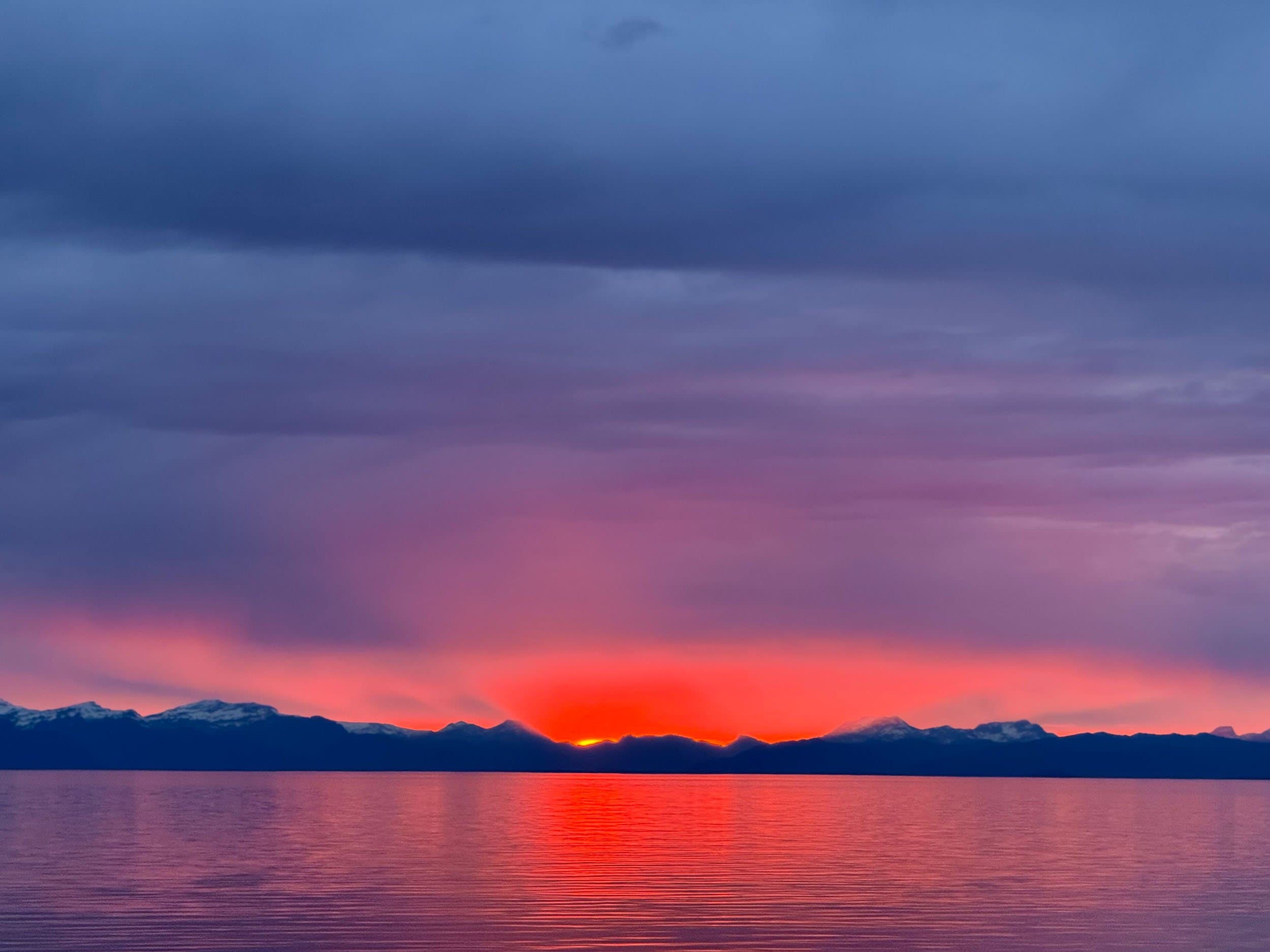 blue and purple sunset over water