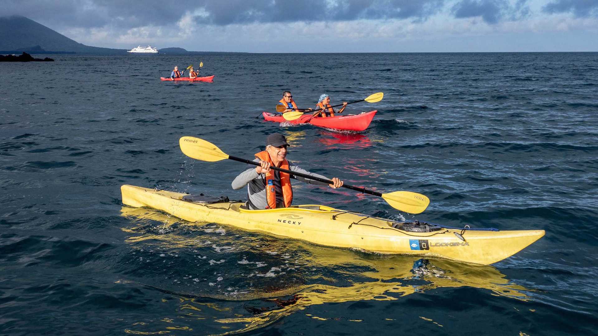 Kayakers in the Galápagos Islands