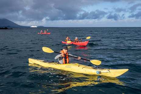 Kayakers in the Galápagos Islands