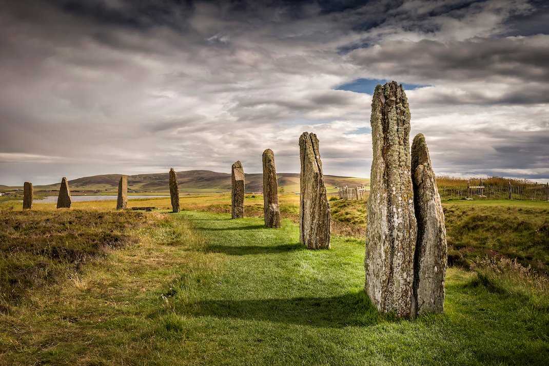 The standing stones in the Ring of Brodgar, Scotland