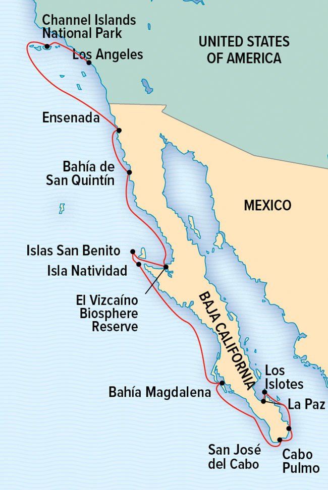 Baja California, California Coast map