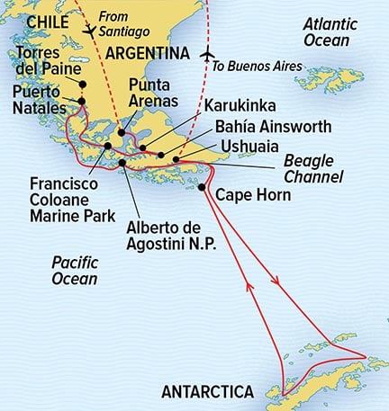Antarctica, Patagonia map