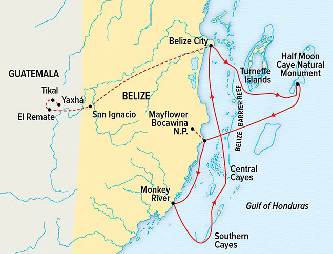 Belize & Guatemala map