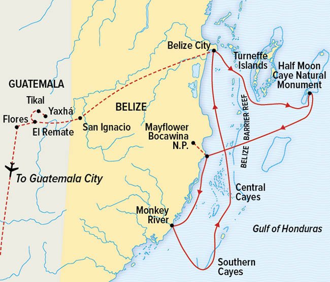 Belize & Guatemala map