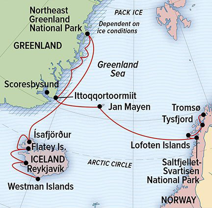 Arctic, Iceland, Greenland map