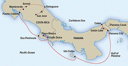 Costa Rica, Panama & Colombia map
