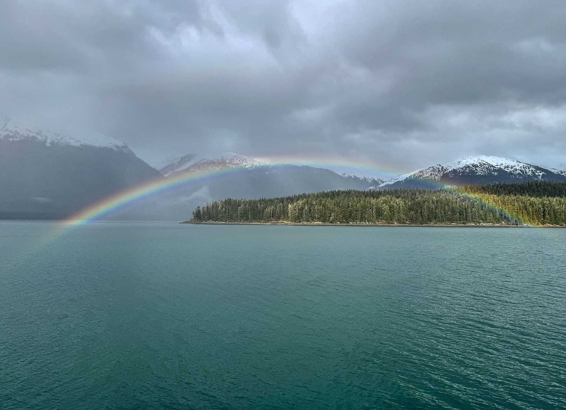 a rainbow over water