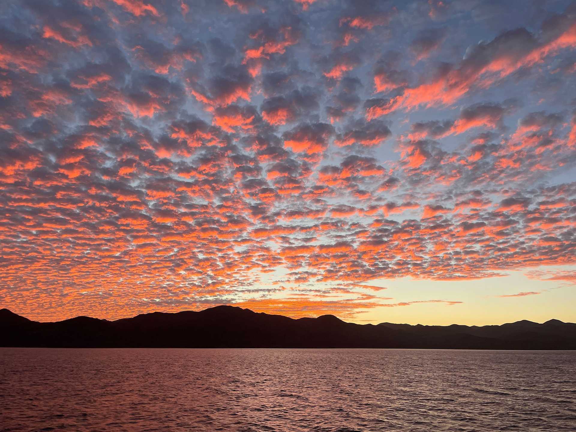 a pink sunset over water in baja california