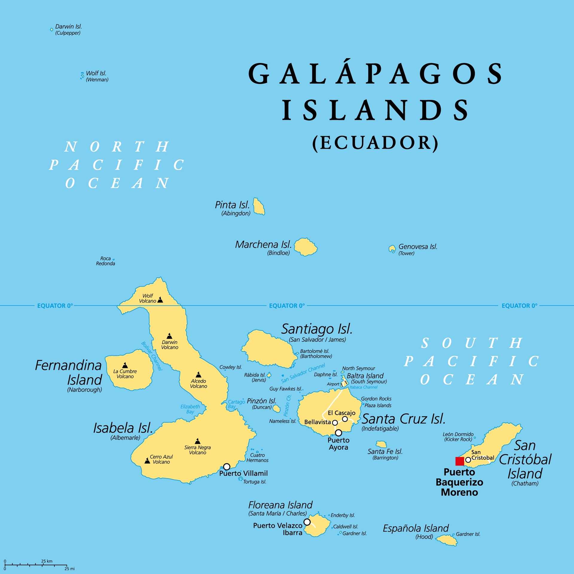 Map of Galápagos islands