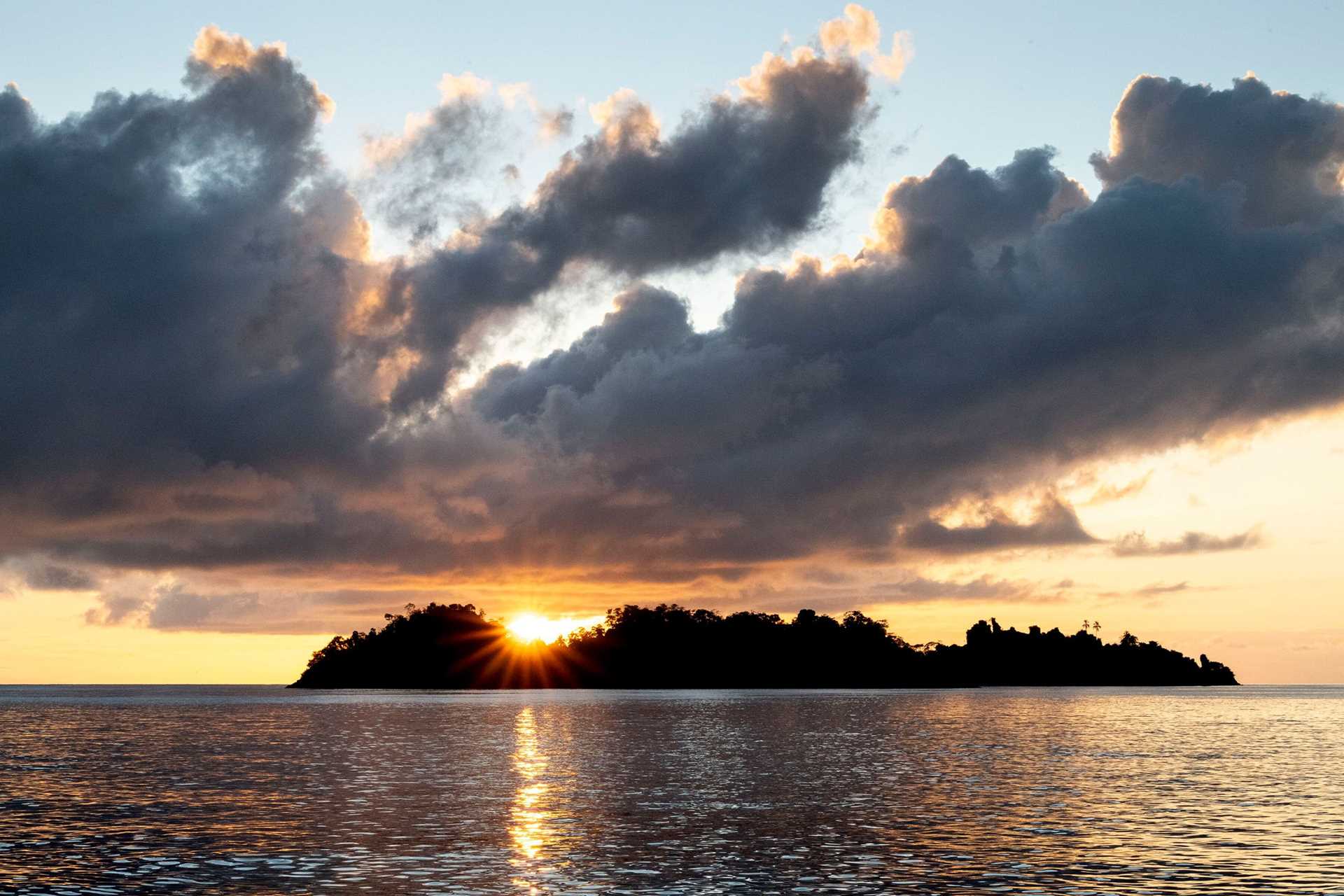 sunrise over an island